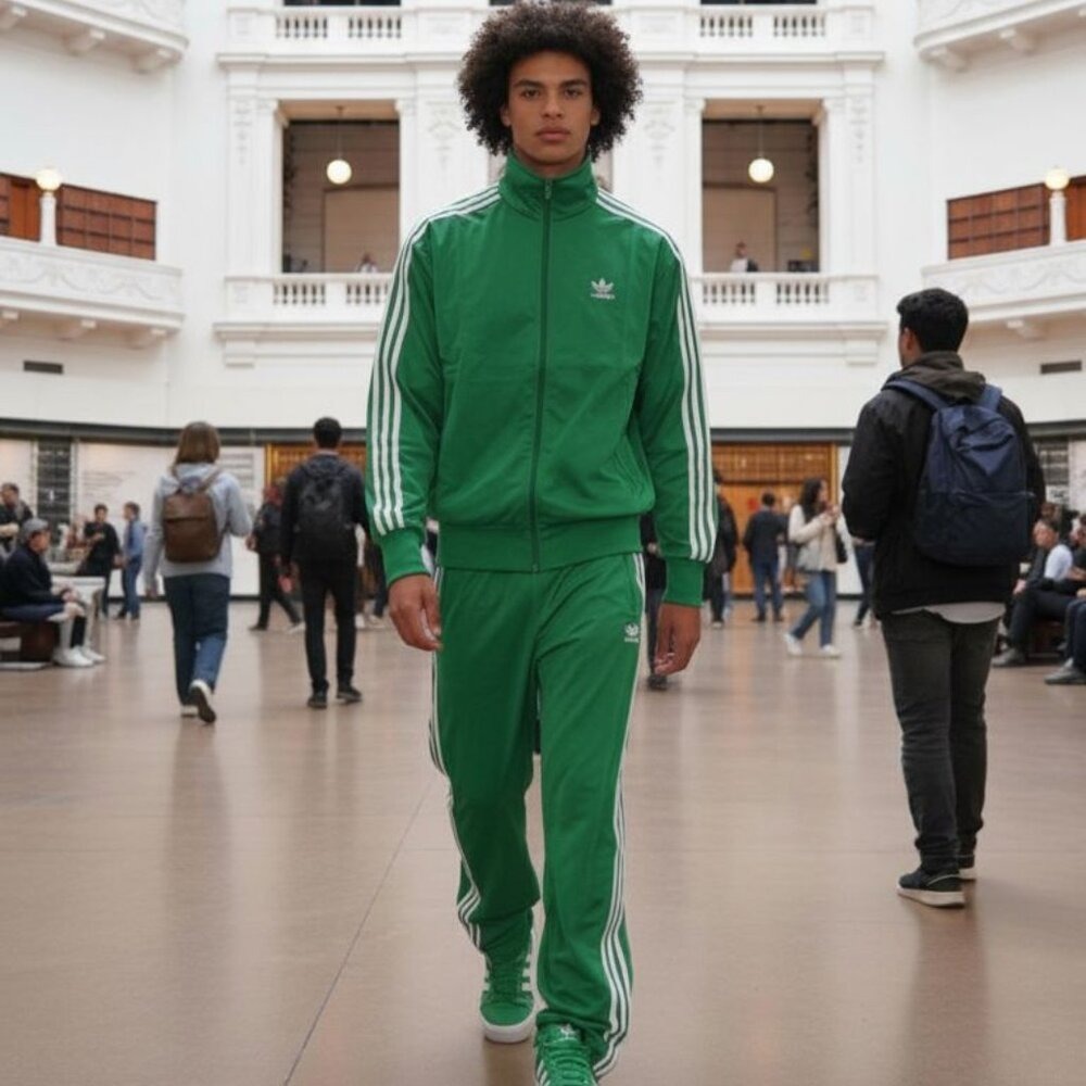 Adidas Men's Two Piece Tracksuit Large Green/White Jacket JD0183 Pants JD0184